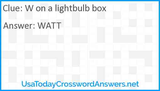 W on a lightbulb box Answer