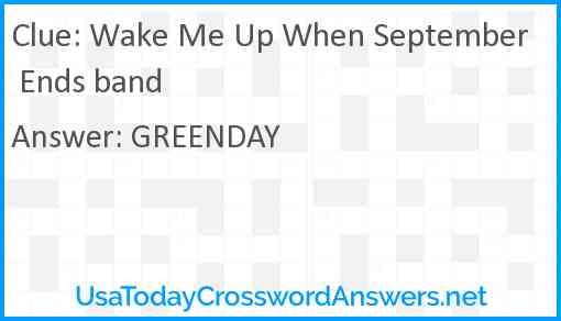 Wake Me Up When September Ends band Answer