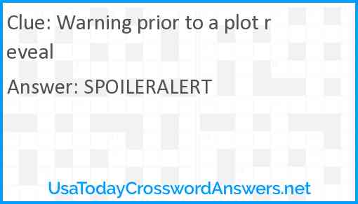 Warning prior to a plot reveal Answer