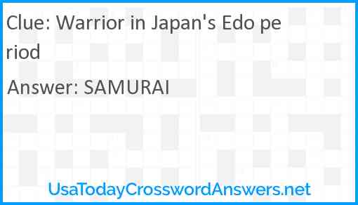 Warrior in Japan's Edo period Answer