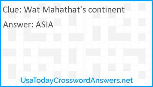 Wat Mahathat's continent Answer