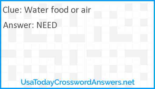 Water food or air Answer