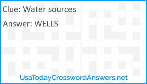 Water sources Answer