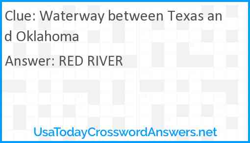 Waterway between Texas and Oklahoma Answer