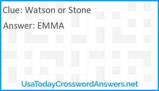Watson or Stone Answer