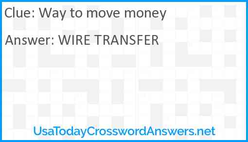 Way to move money Answer