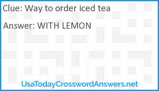 Way to order iced tea Answer