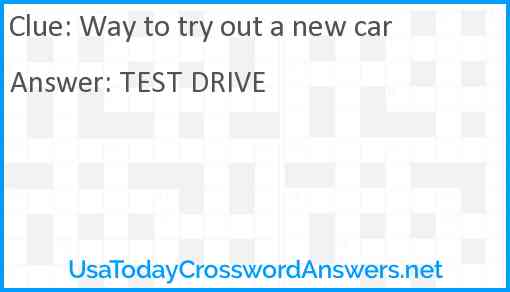 Way to try out a new car Answer