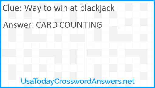 Way to win at blackjack Answer
