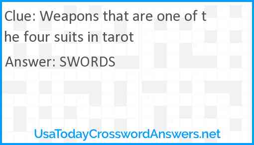 Weapons that are one of the four suits in tarot Answer