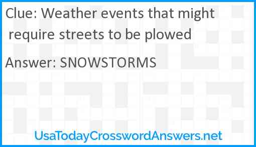 Weather events that might require streets to be plowed Answer