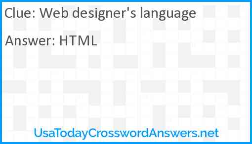 Web designer's language Answer