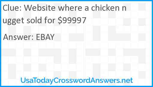 Website where a chicken nugget sold for $99997 Answer