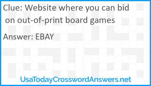 Website where you can bid on out-of-print board games Answer