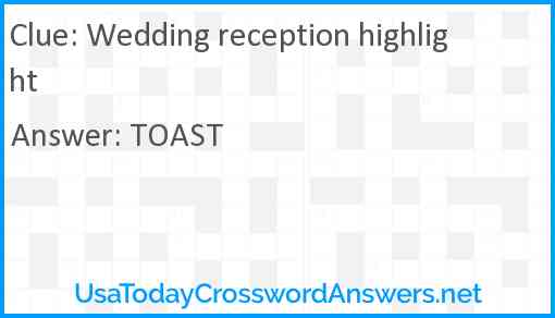 Wedding reception highlight Answer
