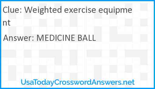 Weighted exercise equipment Answer
