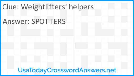 Weightlifters' helpers Answer