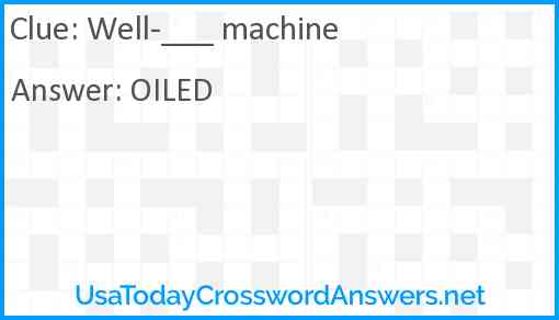 Well-___ machine Answer