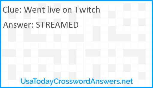 Went live on Twitch Answer