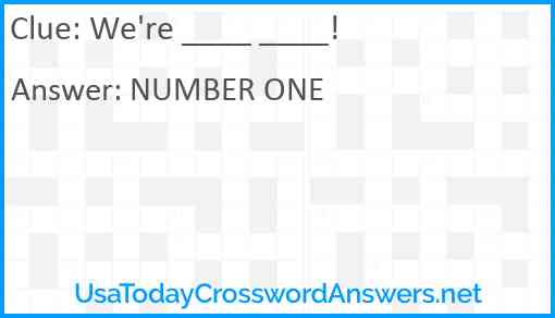 We're ____ ____! Answer