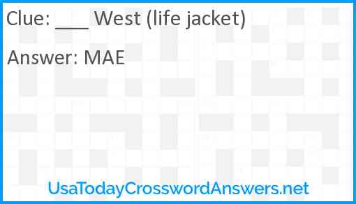 ___ West (life jacket) Answer