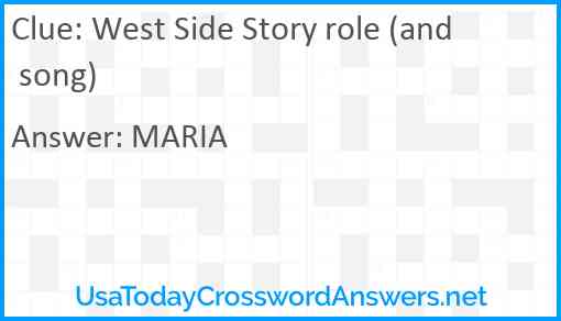 West Side Story role (and song) Answer