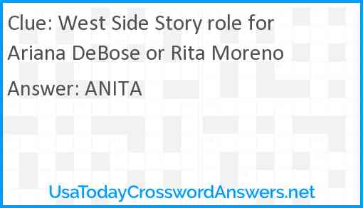 West Side Story role for Ariana DeBose or Rita Moreno Answer