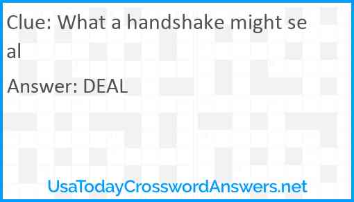 What a handshake might seal Answer