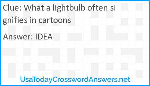 What a lightbulb often signifies in cartoons Answer