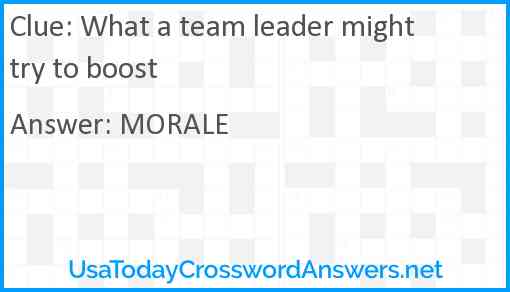 What a team leader might try to boost Answer