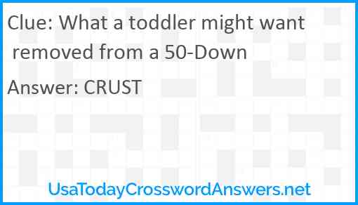 What a toddler might want removed from a 50-Down Answer