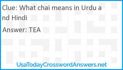 What chai means in Urdu and Hindi Answer