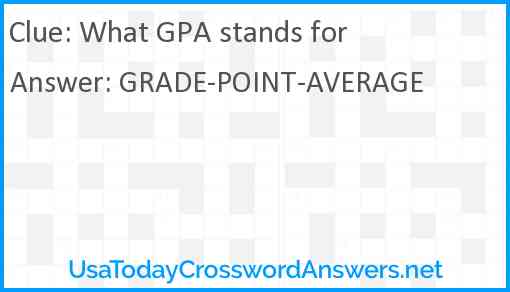 What GPA stands for Answer
