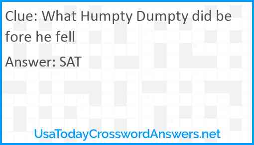 What Humpty Dumpty did before he fell Answer