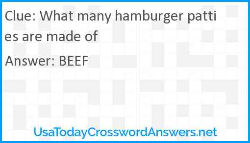 What many hamburger patties are made of Answer