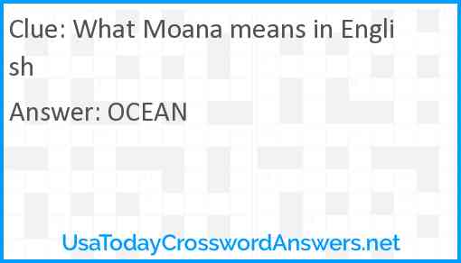 What Moana means in English Answer
