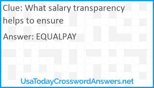 What salary transparency helps to ensure Answer