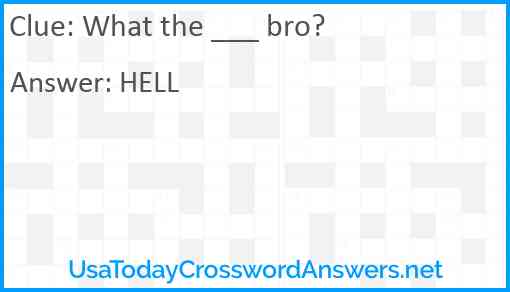 What the ___ bro? Answer