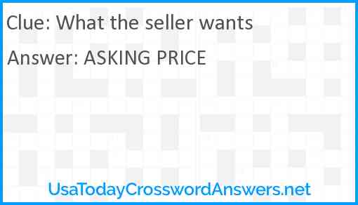 What the seller wants Answer