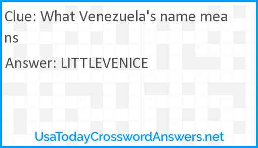 What Venezuela's name means Answer