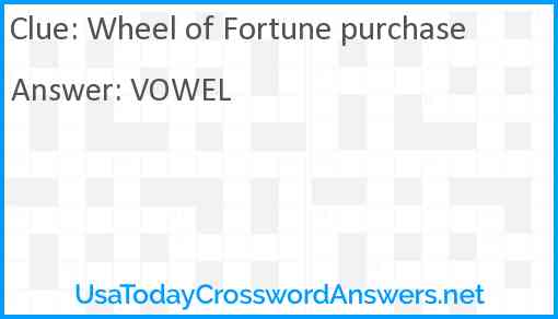 Wheel of Fortune purchase Answer