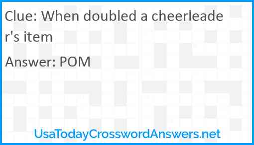 When doubled a cheerleader's item Answer