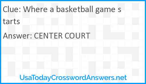 Where a basketball game starts Answer
