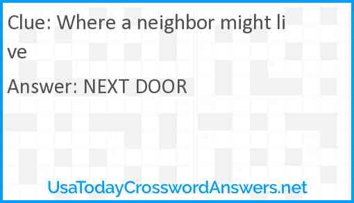 Where a neighbor might live Answer