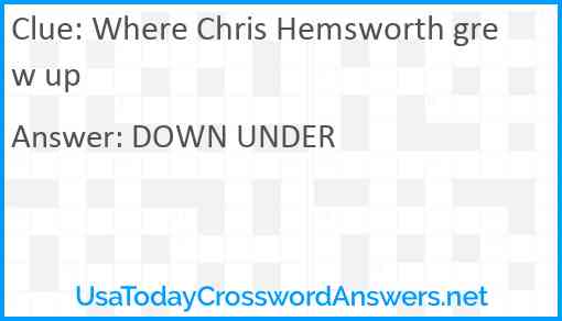 Where Chris Hemsworth grew up Answer