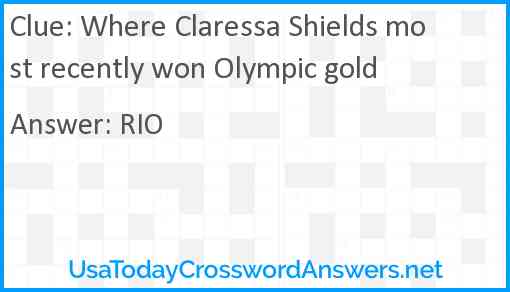 Where Claressa Shields most recently won Olympic gold Answer