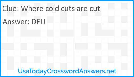 Where cold cuts are cut Answer