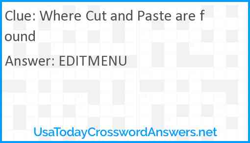 Where Cut and Paste are found Answer