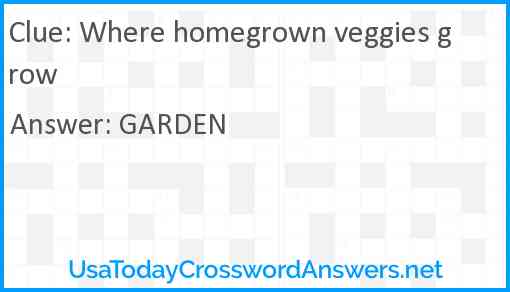 Where homegrown veggies grow Answer