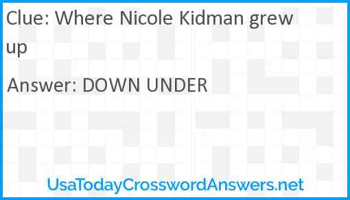 Where Nicole Kidman grew up Answer